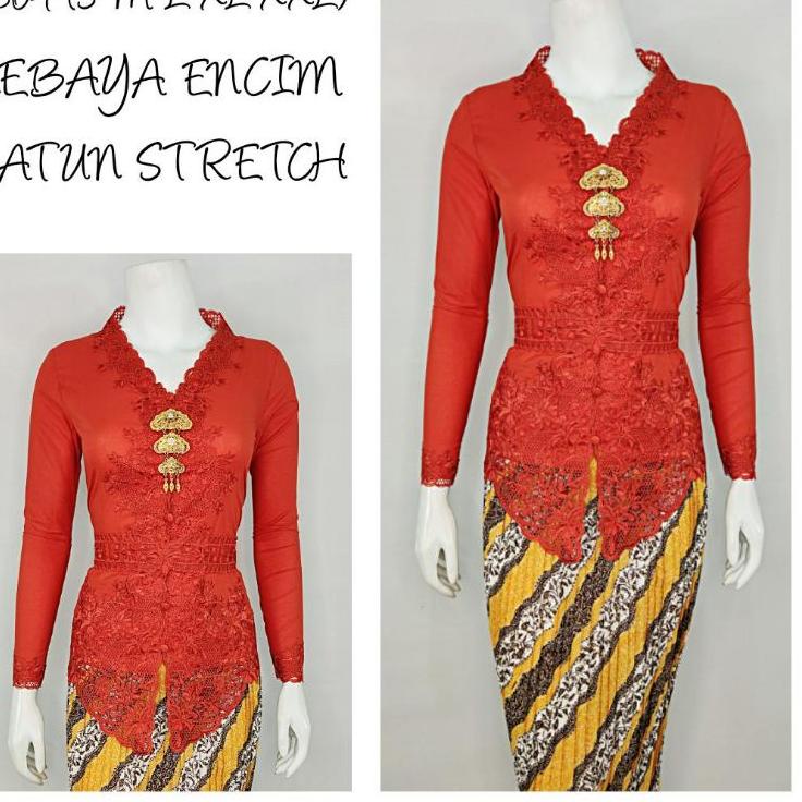 ✸ Indah KEBAYA ENCIM MODERN LENGAN PANJANG BORDIR SENADA KATUN STRETCH KEBAYA WISUDA KEBAYA KATUN KE