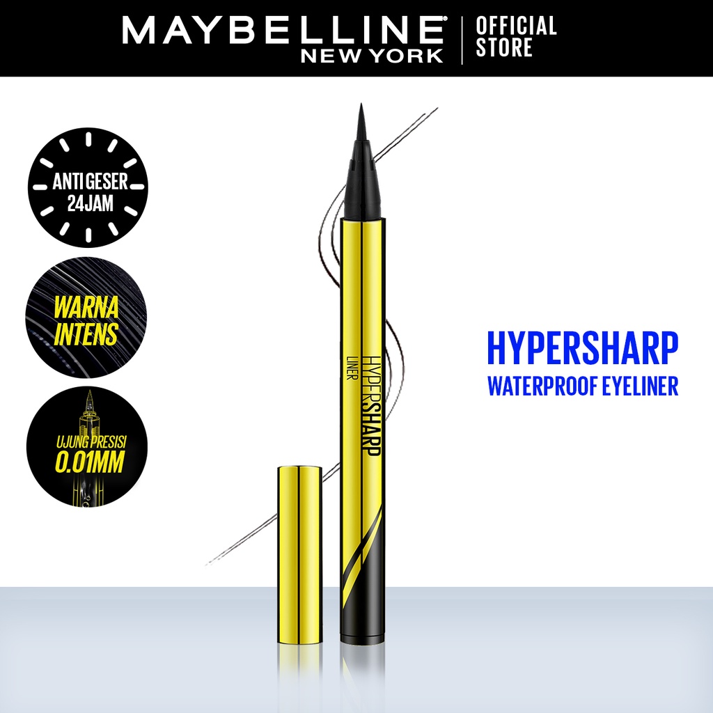 Maybelline Hypersharp Laser Liquid Pen Eyeliner MakeUp - Waterproof Eyeliner Hitam