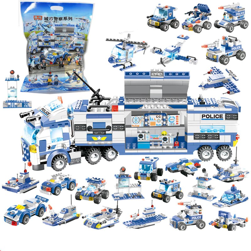 Mainan Lego Anak 762Pcs Robot Aircraft Car City Police Building Blocks LegoINGLs SWAT Creator