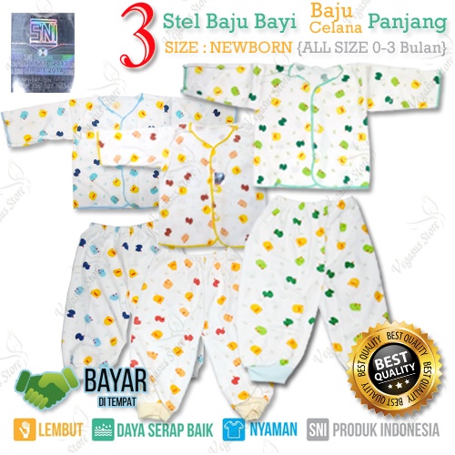 3-6 Set Baju Lengan Panjang Bayi &amp; Celana Panjang Bayi Shankusen Newborn(0-6Bulan) - 3-6Pasang-Vega5us Store(COD)