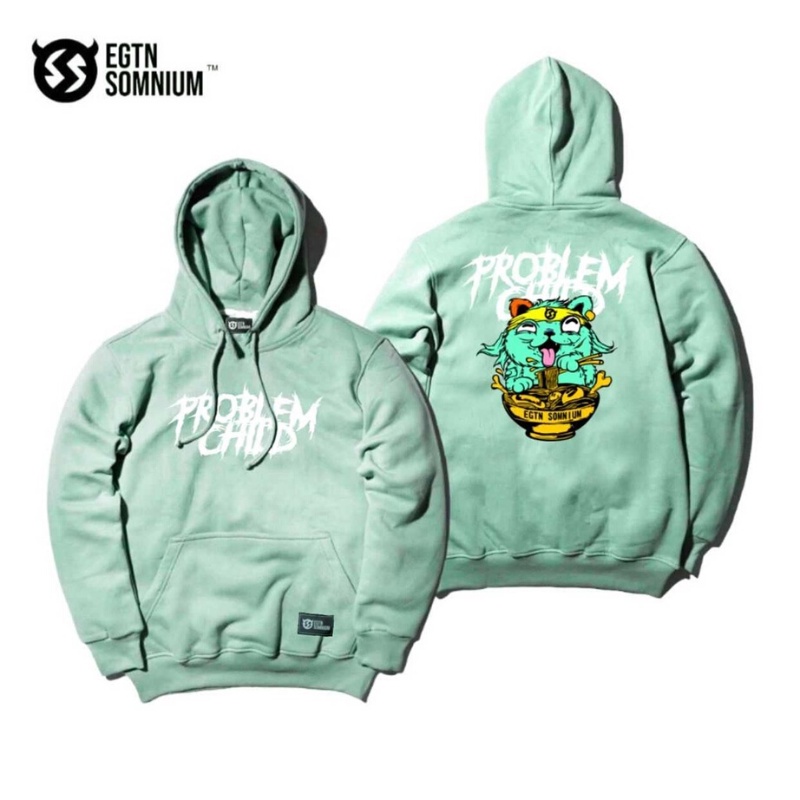 SWEATER HOODIE JUMPER PROBLEM CHILD SOFT MINT | SWEATER HOODIE WANITA BAHAN FLEECE