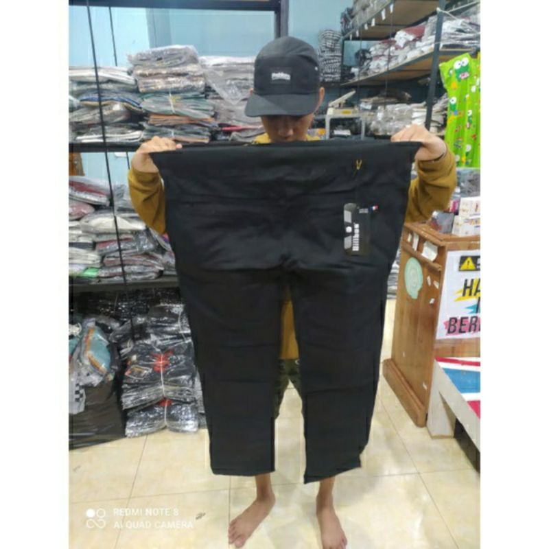 CELANA CHINOS COWOK PANJANG JUMBO KARET PINGGANG RIP KOLOR
