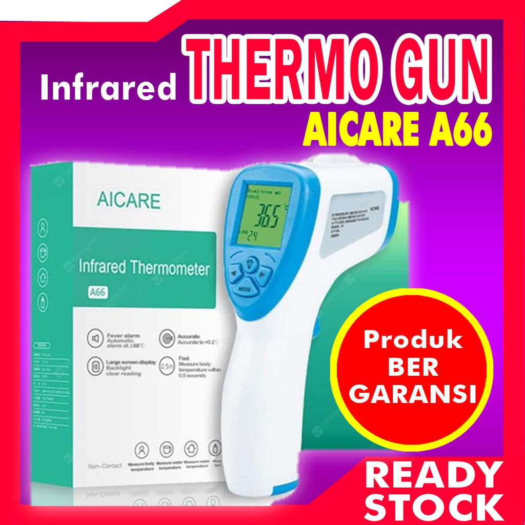 Thermometer Infrared Digital Aicare A66 ~ Thermogun Non-Contact utk alat ukur suhu tubuh akurat