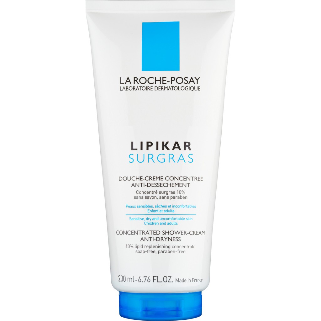 La Roche Posay Lipikar Surgras Concentrated Shower Cream Anti Dryness 200 ml. Made in France.