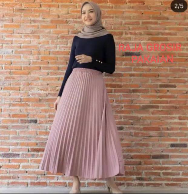 Rok Plisket Murah / Rok Prisket Pleated Sale Polos Rempel