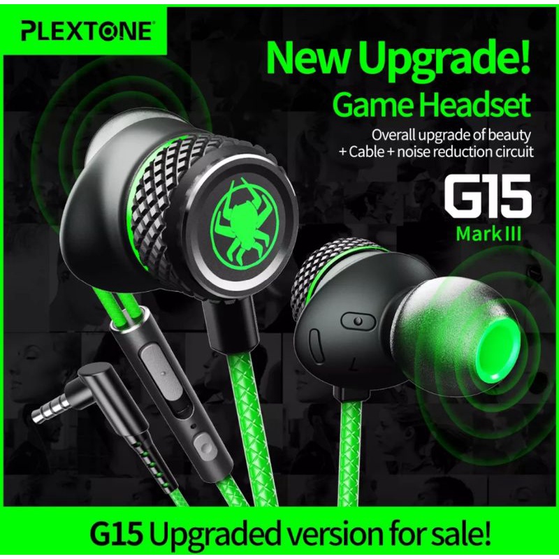 Plextone G15 In-Ear Headphones - Merah, Hijau, Hitam