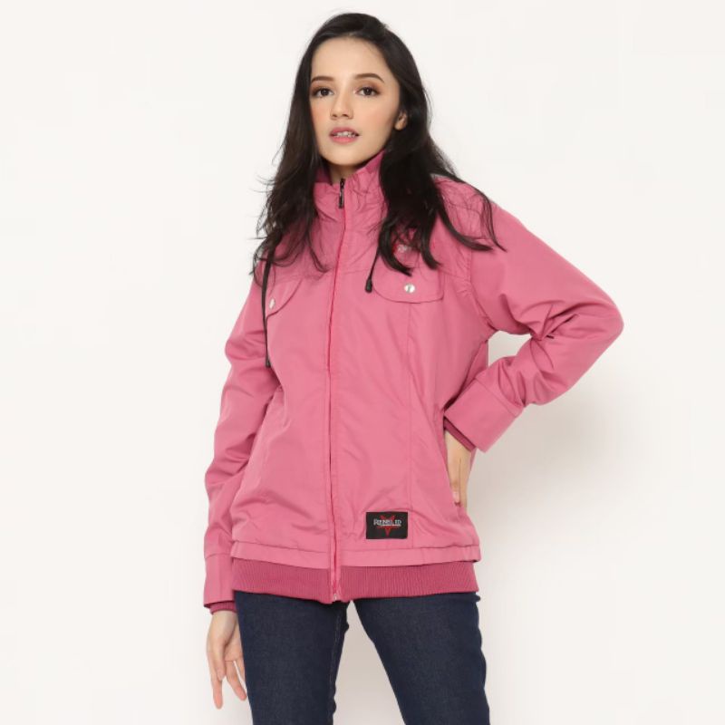 jaket dilla semi parka blazer wanita parasut taslan pink magenta all size