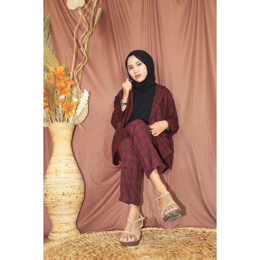 MIZU SET - Baju blazer setelan jas lucu dewasa semi woll perempuan cewe wanita ABG murah-6