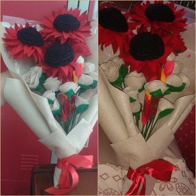 

buket bunga flanel matahari untuk kado/hadiah spesial