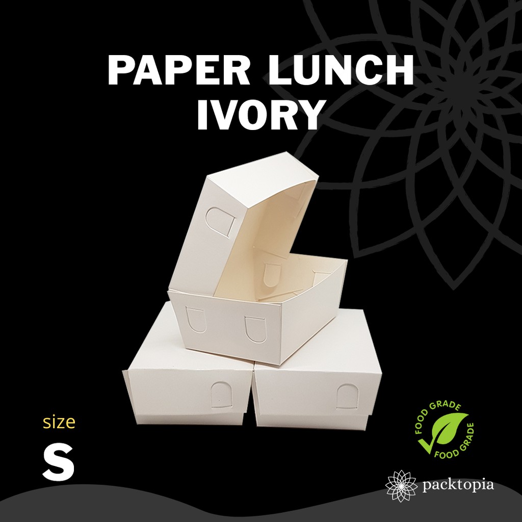 PAPER LUNCH BOX IVORY PUTIH LAMINASI UKURAN S