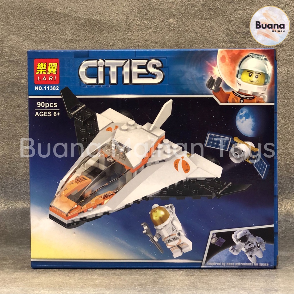 BRICKS LARI CITIES PESAWAT SATELITE MISSION 11382 BLOCK EDUKASI ANAK MODEL PILOT NASA