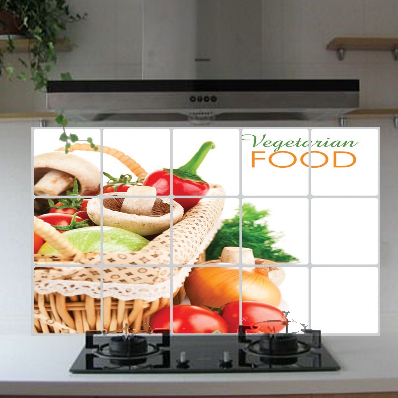 RELIZA Stiker Dapur Vegetarian Food Fruit Buah (75x45) Kitchen Waterproof Oilproof Tahan Air Minyak 3020