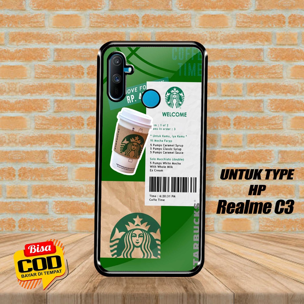 SRC Case Hardcase REALME C3 Motif STARBUCKS Glossy 2D Terbaru Casing REALME Sarung Hp REALME Softcas