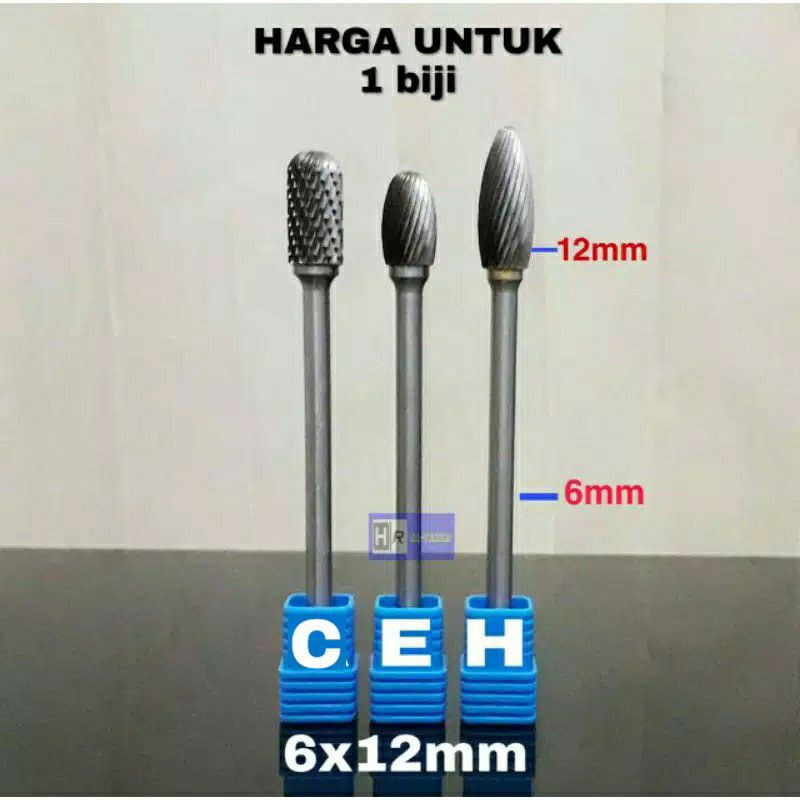 Mata Bor tuner cun Besar 6x12x120mm Tungsten Carbide Burr 6mm