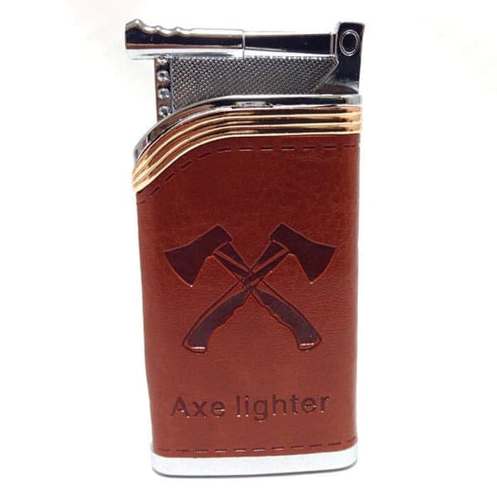 Hot Promo! KOREK API AXE LEATHER SILVER 9453-1 MANCIS LAS LIGHTER KOREK UNIK Baru!