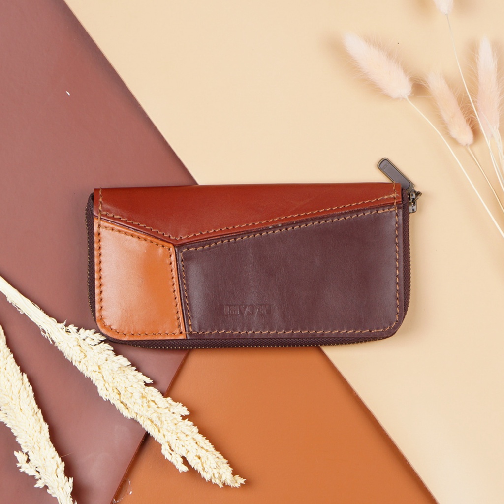 Kamila Dompet Wanita Genuine Leather Dompet Kulit Asli Color Burgundy