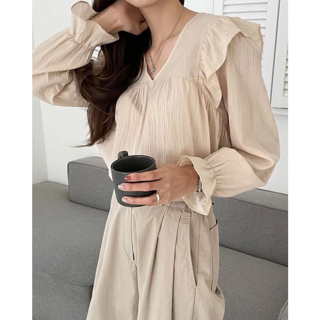 Alia Blouse Atasan Wanita Korean Style Crinkle Premium Blouse Wanita