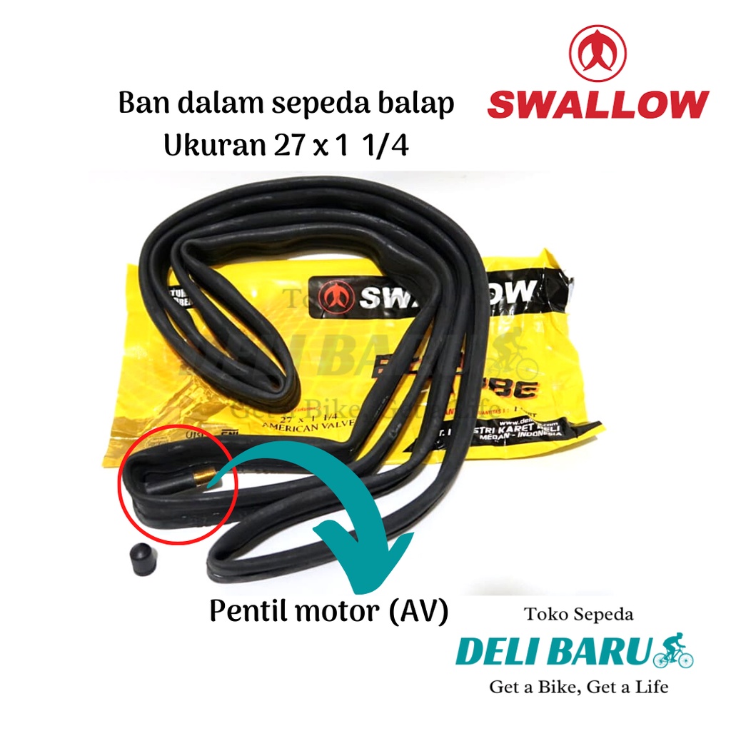 Swallow Ban dalam 27 x 1 1/4 pentil motor AV sepeda balap jadul