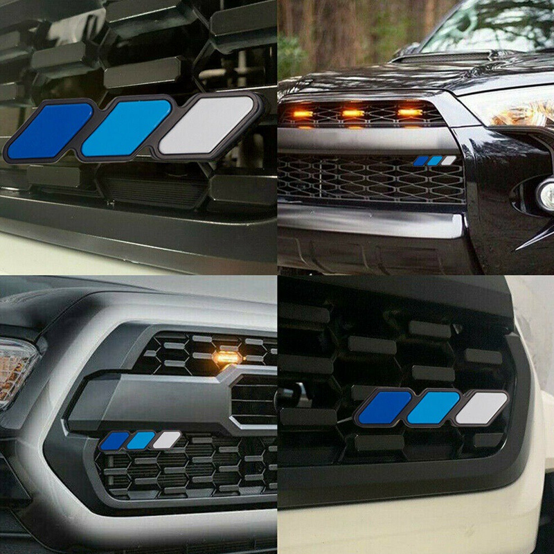 Stiker Emblem / Badge Logo TOYOTA Tacoma-Tundra / Sequoia / Rav4 / 4Runner / Highlander Tri Color Dengan Mounting Grille