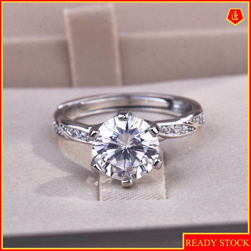 [Ready Stock]Simple Moissanite Ring Pt950 Fashion Special-Interest