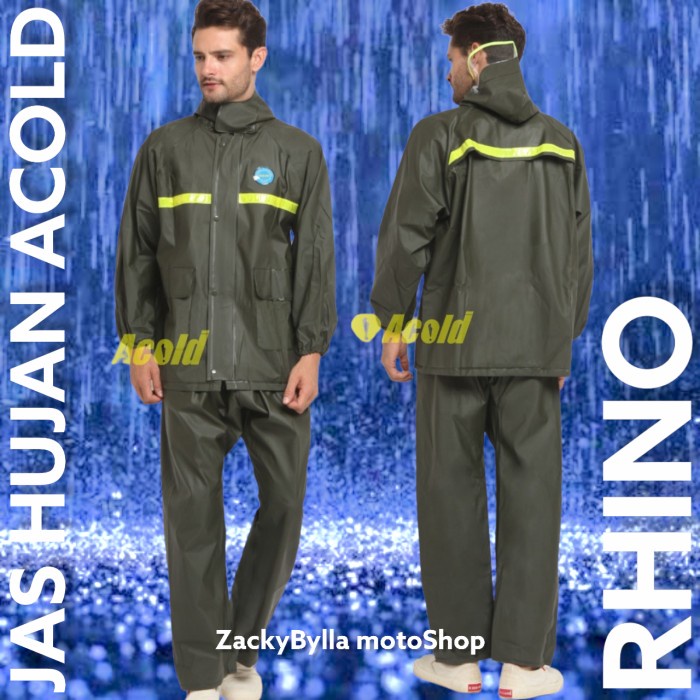 Jas Hujan Acold Raintol RHINO Mantel Hujan Karet Kuat Safety Tambang Raincoat Pria Wanita