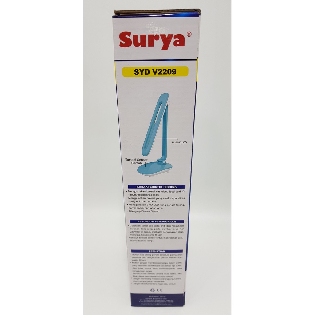 Surya lampu belajar emergency rechargeable SYD V2209/lampu meja