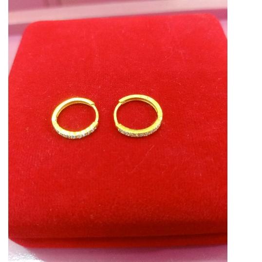 Dijamin Miring harga.. ANTING JEPIT BULAT BESAR PERAK 925 LAPIS MAS