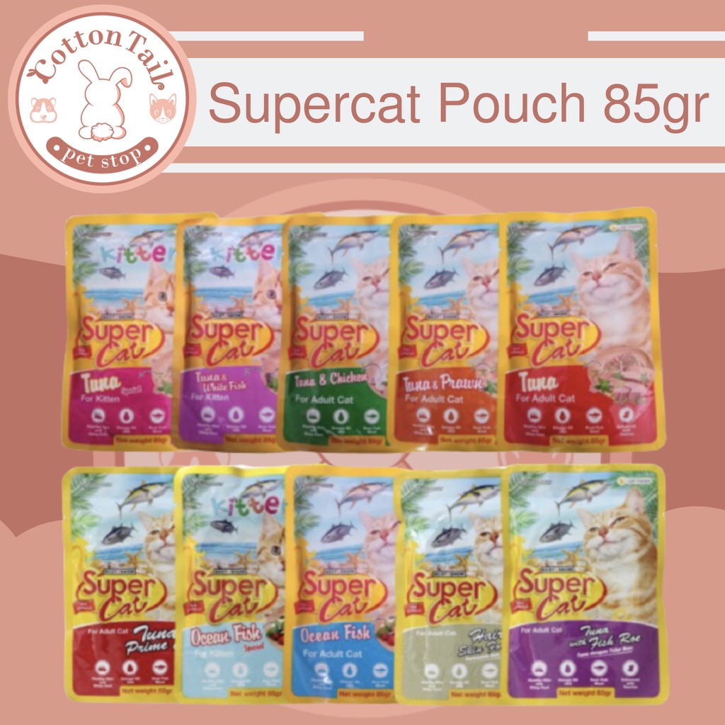 Makanan Kucing Supercat POUCH SASET Kitten Dan Adult 85gr