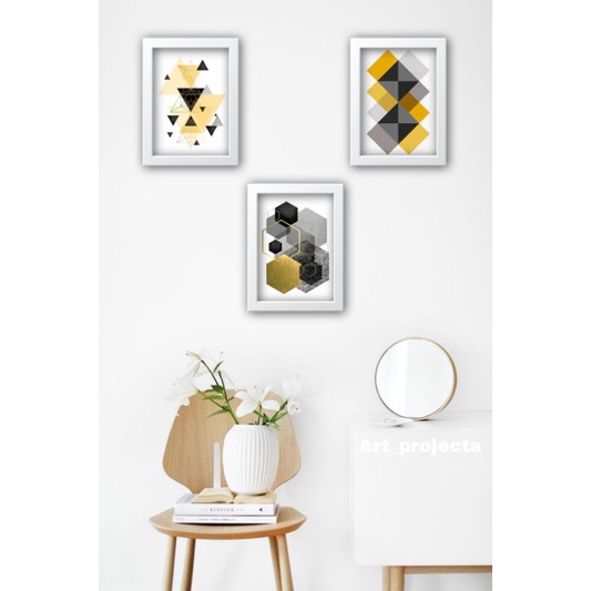 walldecor frame fiber minimalis putih poster abstract aesthetic