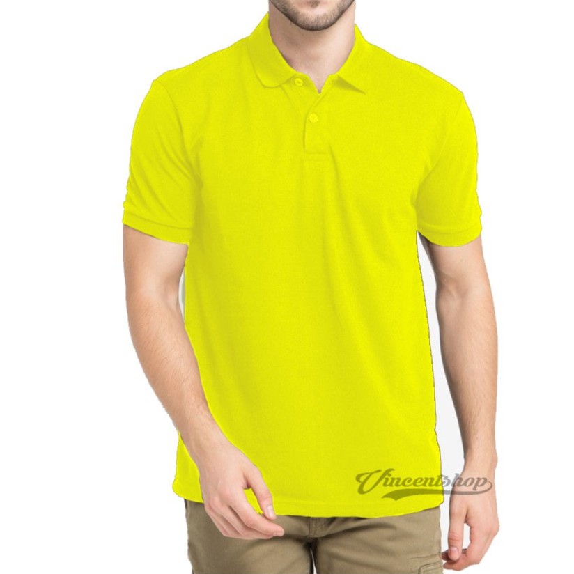 [ Kuning Kenari ] Kaos kerah polo shirt berkerah polos grosir pria cowok murah