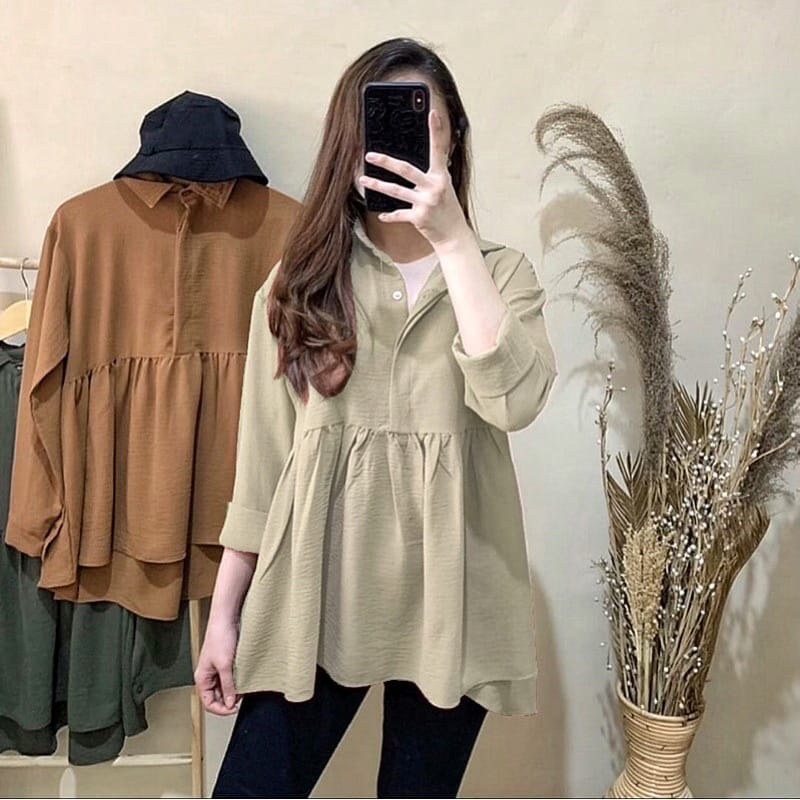 Carissa Longshirt - Kemeja Blouse Wanita - Atasan Wanita - Busui Friendly