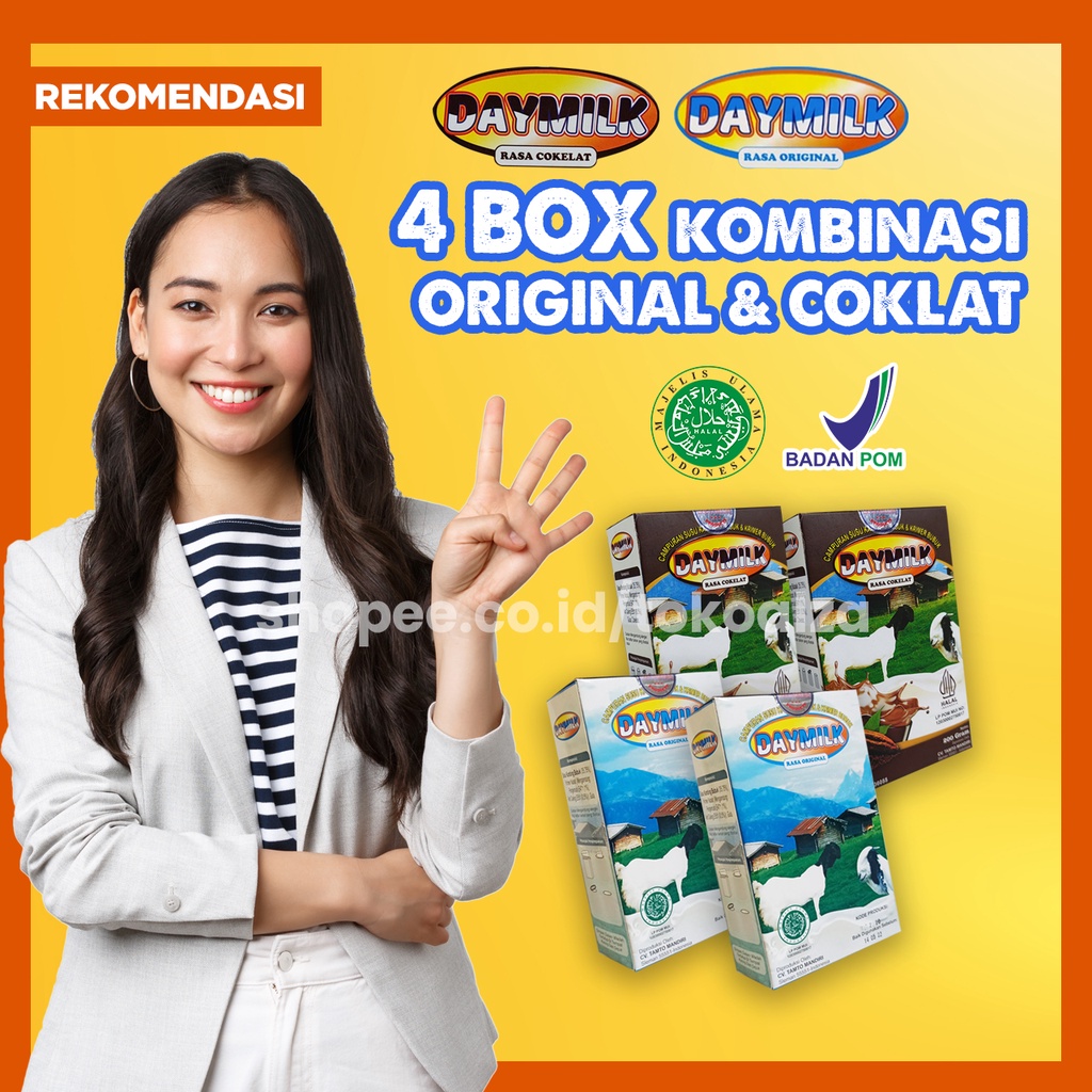 

4 BOX Kombinasi Original dan COklat Susu Kambing - Susu Kambing Etawa - Susu Kambing Etawa Bubuk - BPOM - COD - Baik Untuk Kesehatan - DAYMILK 100%