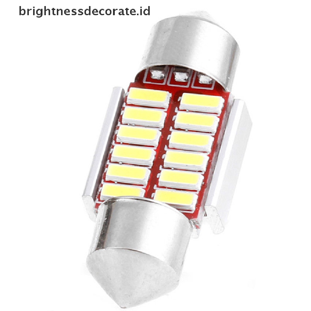 2pcs Lampu LED Canbus 12SMD 4014 C5W Ukuran 31mm Untuk Interior Mobil