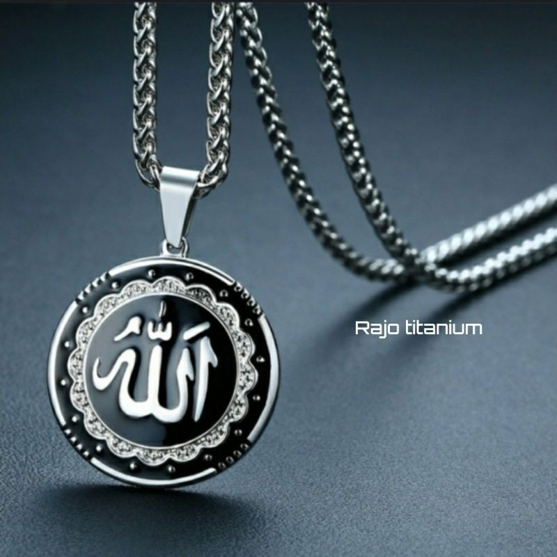 KALUNG TITANIUM RANTAI LIONTIN TITANIUM LAFAS ALLAH KUALITAS PRIA ANTI KARAT TERBARU