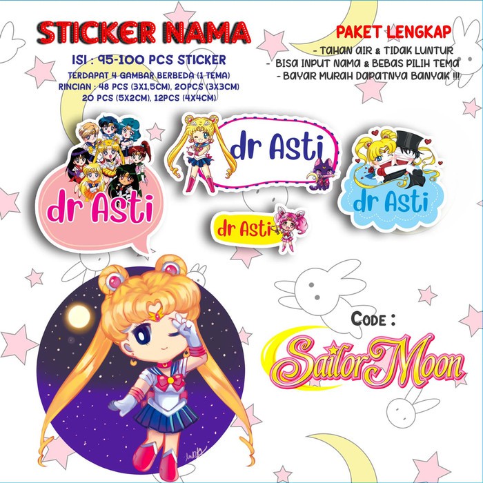

Sticker / Stiker Label Nama Karakter Tema SAILOR MOON