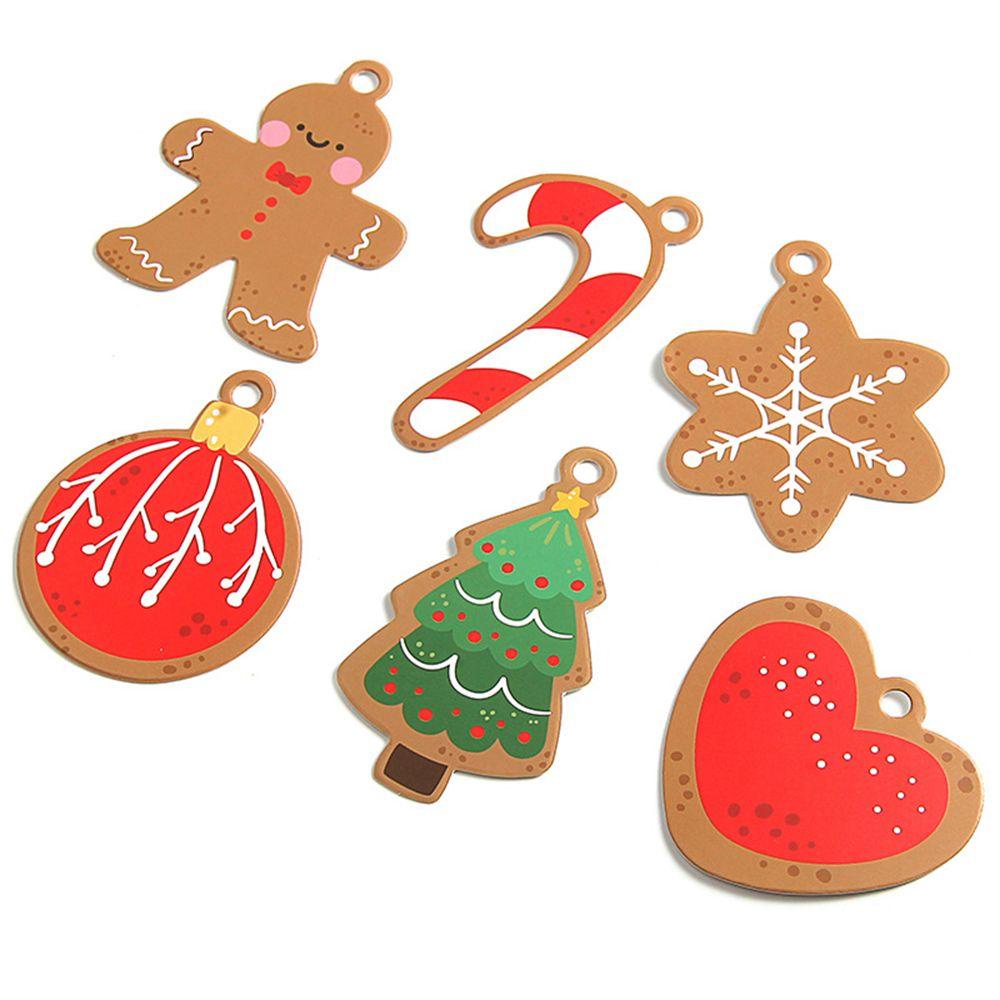 [Elegan] Hang Tag Bola Pohon Natal Xmas Perlengkapan Hadiah Permen Tongkat Gingerbread Man Snowflake Writable Dekorasi Nikmat Natal