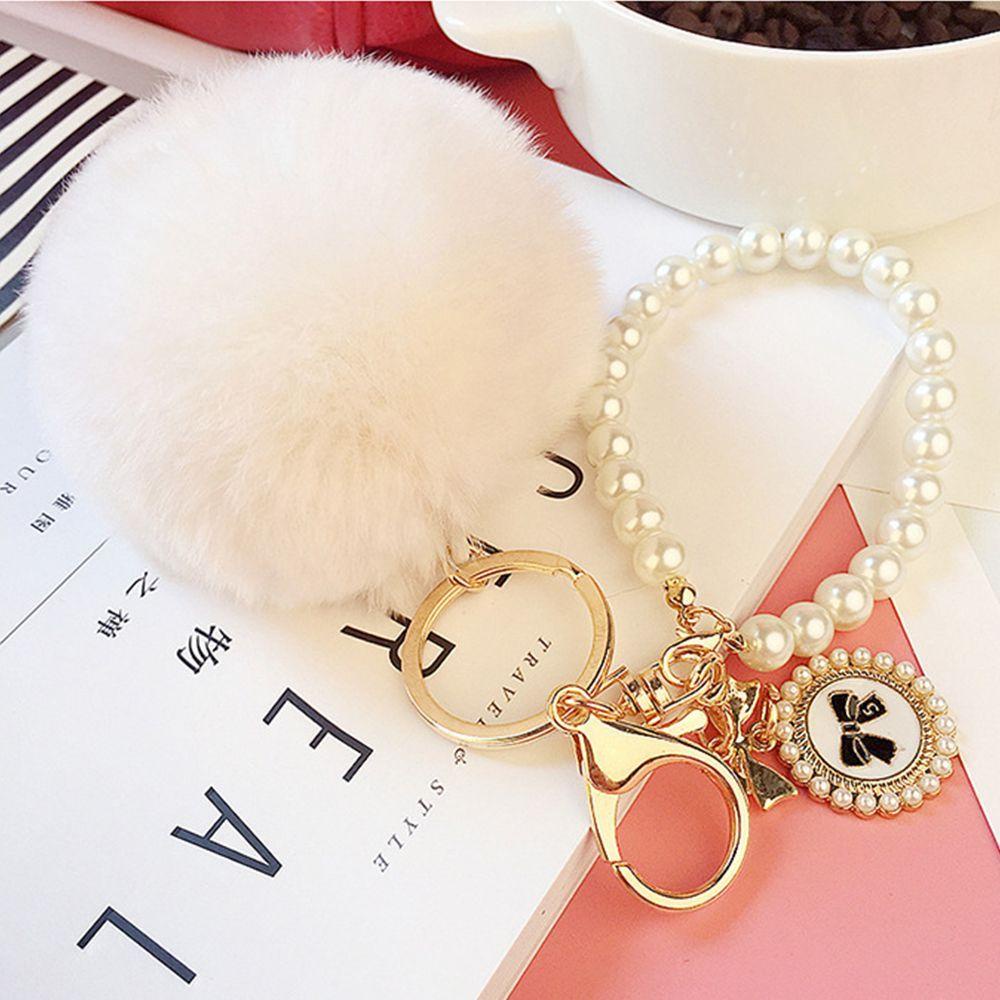 Lanfy Gantungan Kunci Hadiah Fluffy Lovely Ball Key Ring Pendant Mobil Bulu Kelinci Chic Lembut