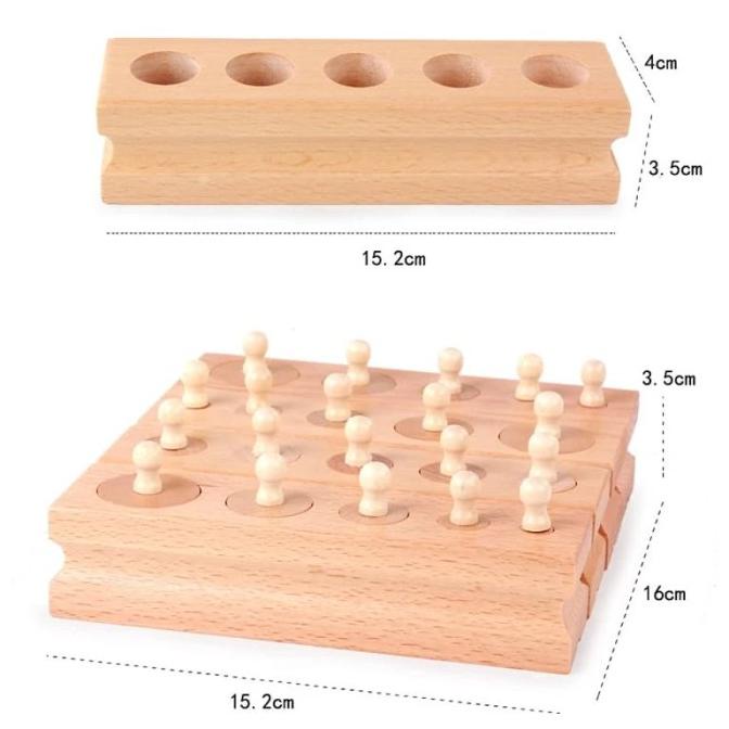 Aparatus Montessori Knobbed Cylinder Socket Silinder