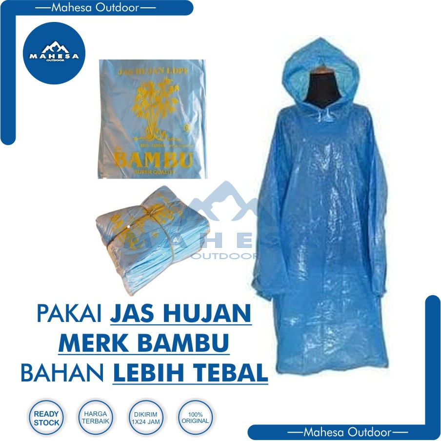 Mantel Plastik Setelan BAMBU Jaket Celana LDPE HDPE Tebal Merk Bamboo | Jas Hujan Baju Raincoat Poncho | Open Sorex