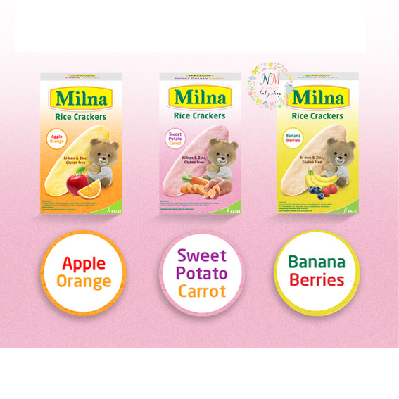 Milna Biskuit Bayi Rice Cracker 5x4 G Milna Rice Crackers