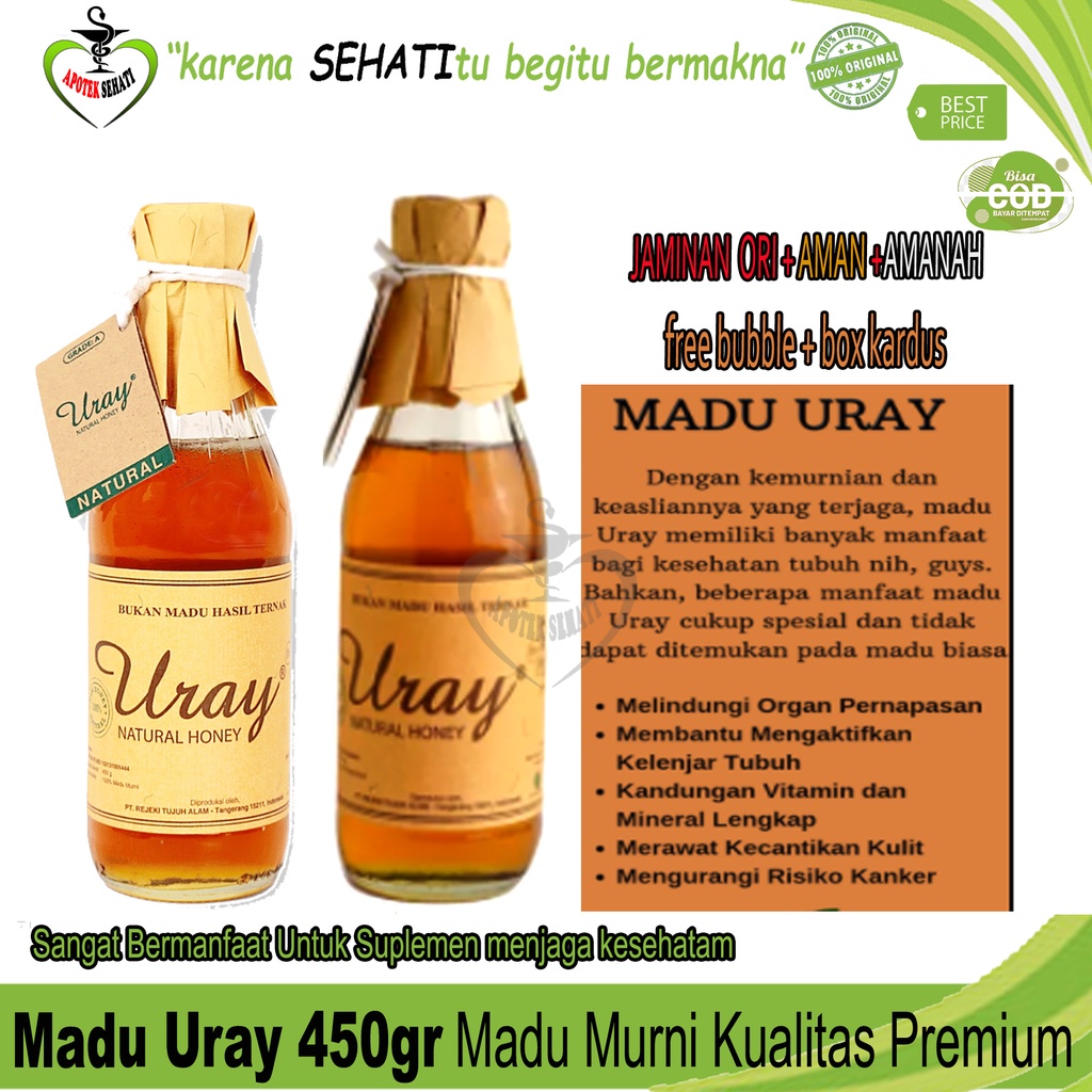 Madu Uray Natural Honey 450gr Supelmen Kesehatan Madu Murni Premium