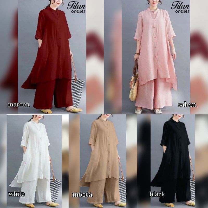 Baju setelan kulot dan tunik / setelan wanita terbaru / Titan set