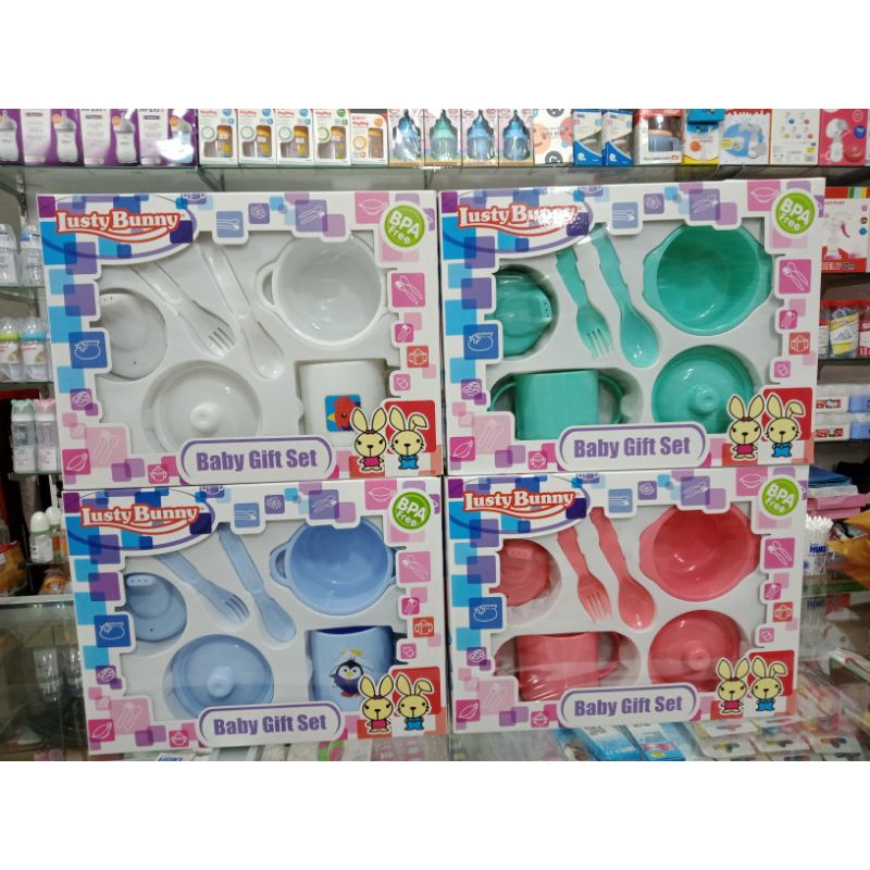 Fedding set lusty bunny gift set/Tempat makan Set Lusty Bunny