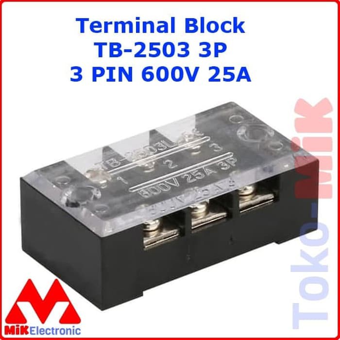 TB-2503 TERMINAL BLOCK BLOK 3 KABEL 3 PIN 3P SEKRUP 4MM TB2503 25A
