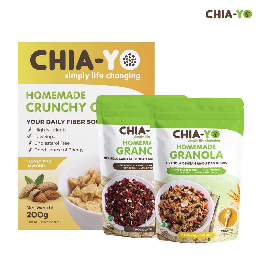 

Chiayo Bundling Granola 100gr (Ori & Choco) + Crunchy Cereal 200gr