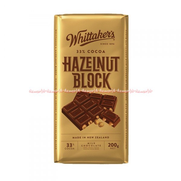 Whittaker's Hazelnut Block 200gr Cokelat Whittakers Witakers Coklat Kacang Hazel Nut Blok Chocolate Milk Chocolate Import New Zealand 200 Gram