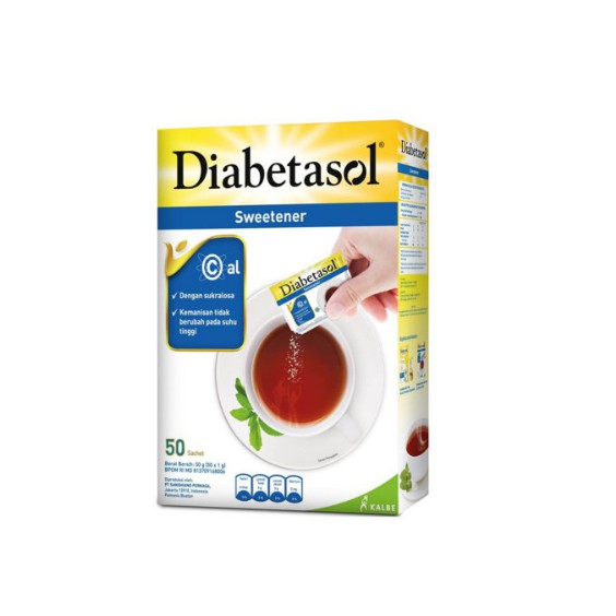 

DIABETASOL ZERO CALORIE SWEETENER (50 x 1 GR) HARGA SUDAH TERMASUK PACKING