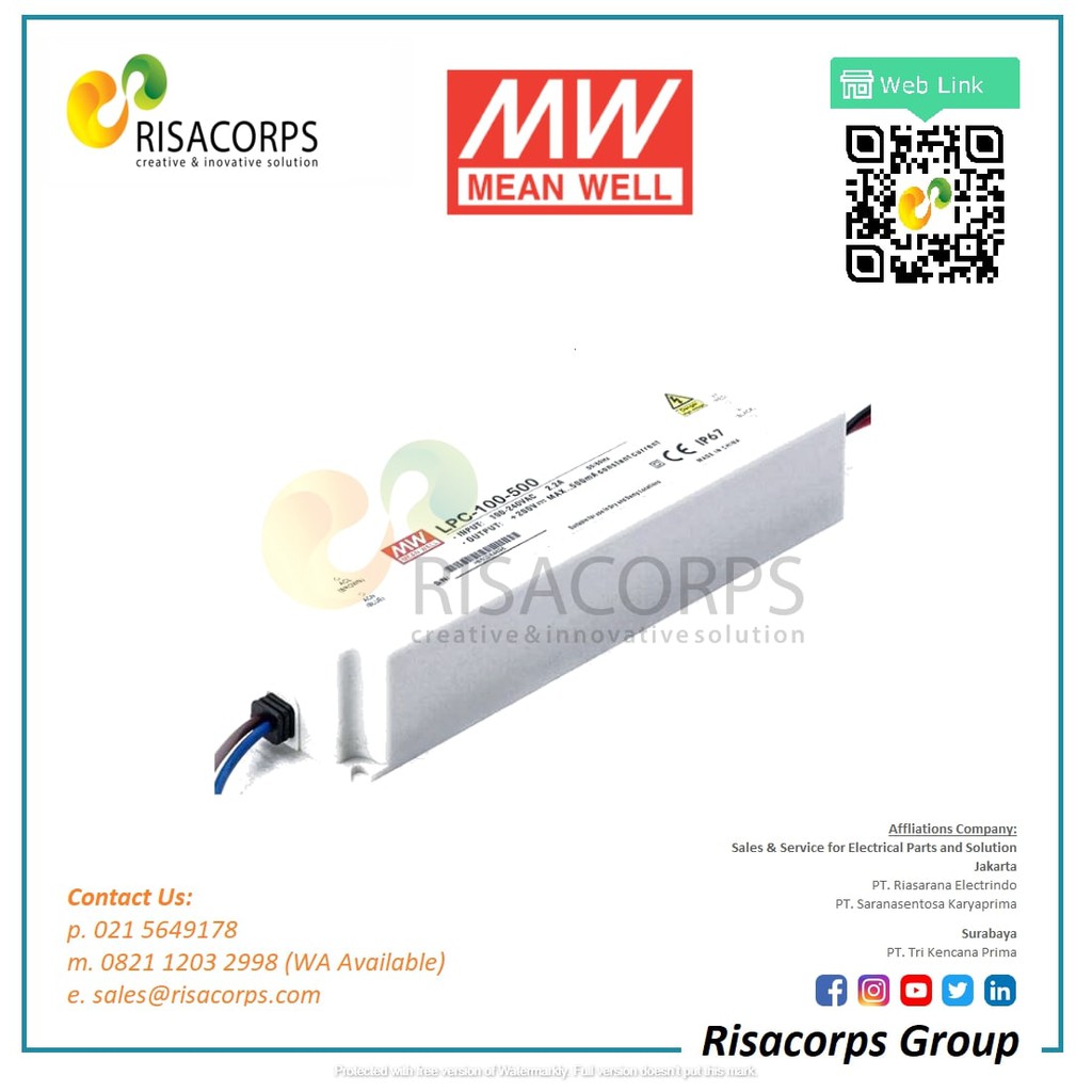MEAN WELL SWITCHING POWER SUPPLY LPC-100-500 100 WATT 500 mA