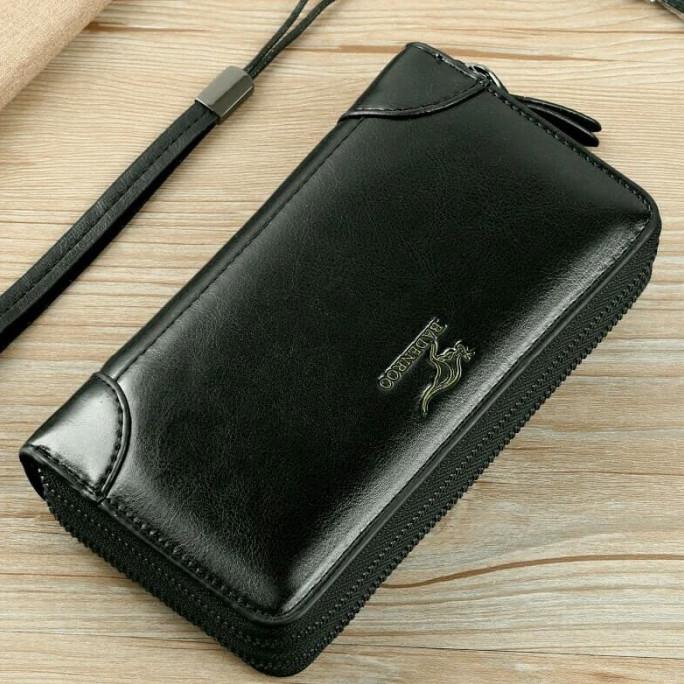 Produk Unggulan Weixier - Dompet Kulit Pria Tas Genggam Model Panjang - Black Murah