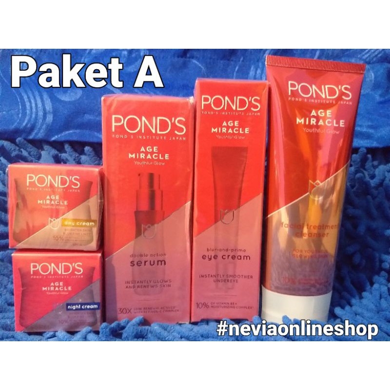 ✔Paket Anti Aging ✔ Ponds Age Miracle Day/Night/Serum/Eye Cream/FF